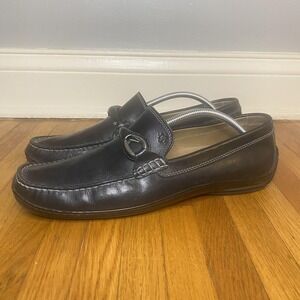 Donald J Pliner Shoes Mens Size 11.5 Black Edlyn Leather Slip On Loafers Italy